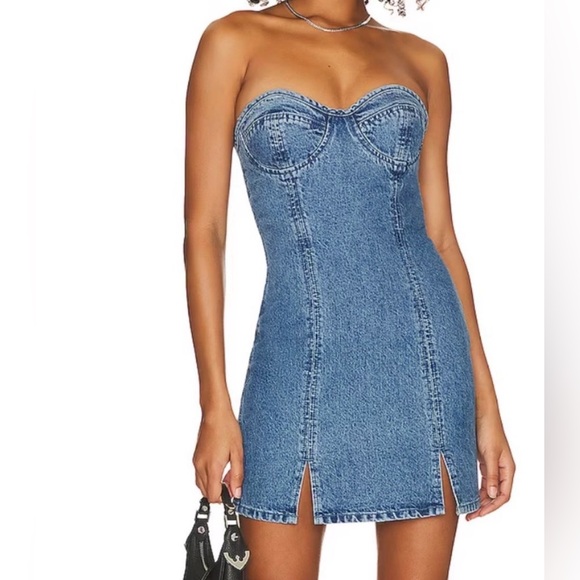 Lovers and Friends Alexis Bustier Mini Denim Dress - size M - Picture 2 of 16